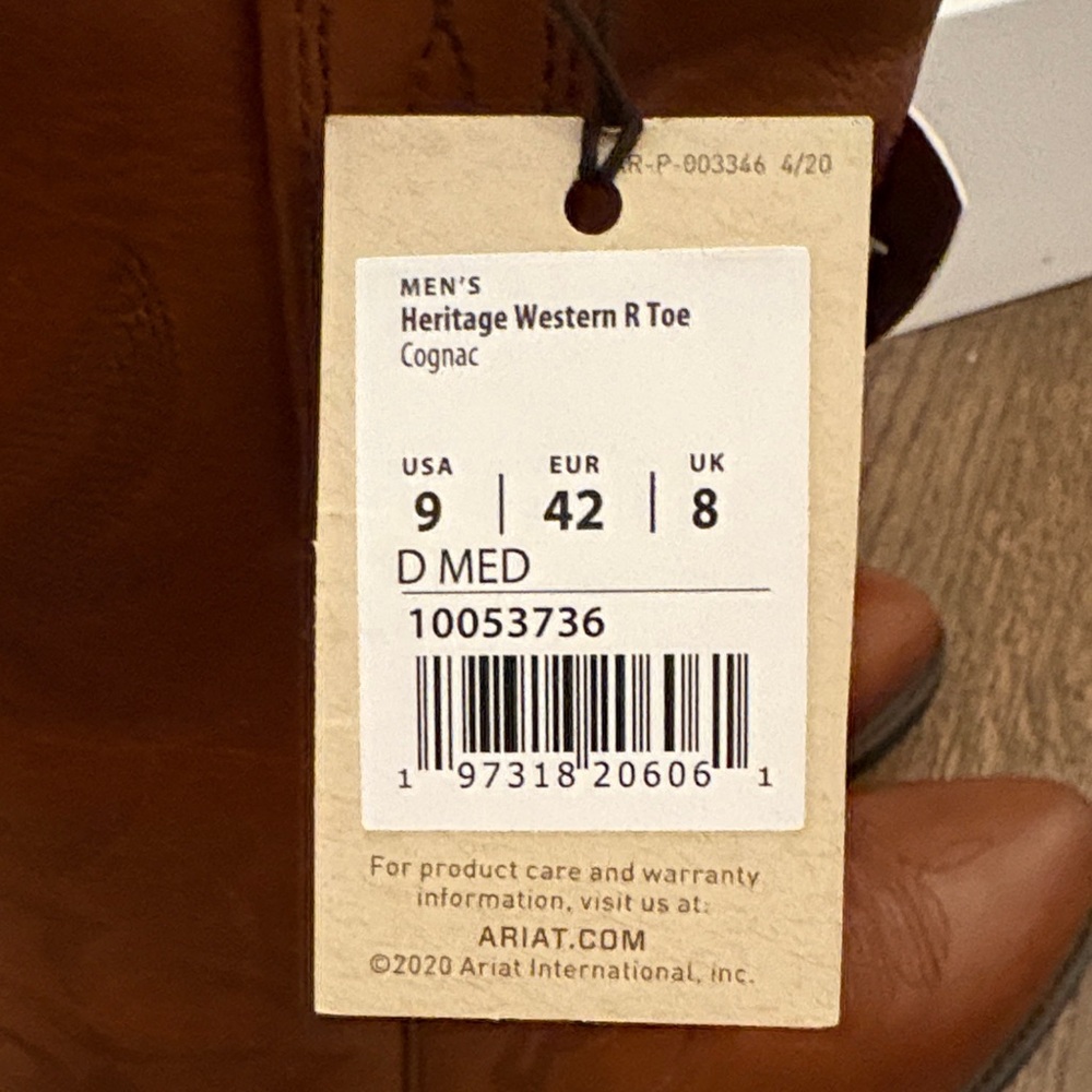 Men’s size 9 Ariat Tan Leather Cowboy Boots-NEW! - Picture 2 of 8